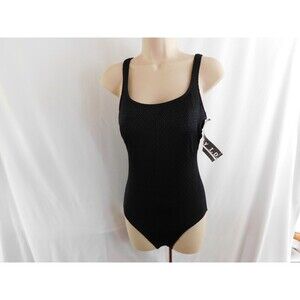 Vtg Body I.D. Swimsuit Women's Baltex Black One Piece Bathing Suit Size 12